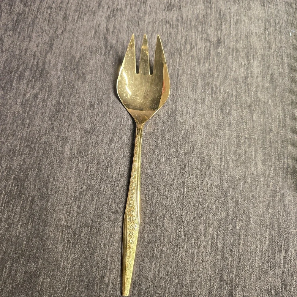 Vintage‎ JH Carlyle Golden Bouquet Gold Electroplate Cold Meat Fork